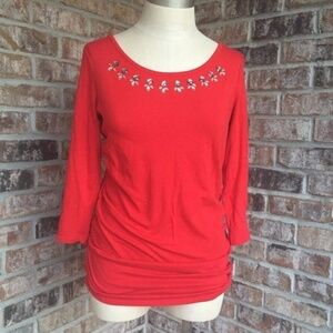 Embellished Motherhood Maternity 3/4 Sleeves Top S